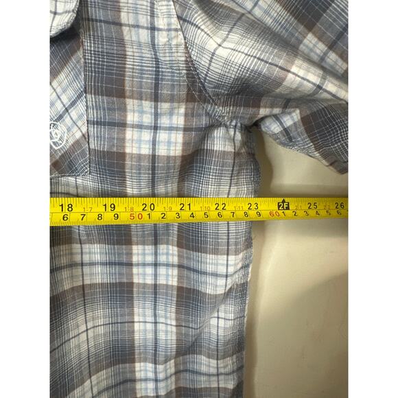 Ariat men's short-sleeve western plaid snap shirt XL D - Picture 4 of 6